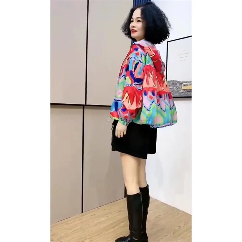 2025 Women Printing Sun Protection Shirt Korean Female Large Size 4XL UV Resistant Coat Summer Ladies Hooded Sunscreen Clothing