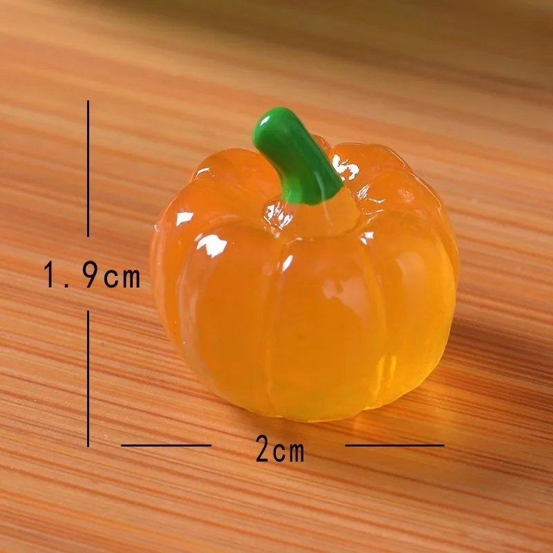 10PCS luminous simulation of fruits and vegetables pumpkin Halloween mini ornaments model DIY resin play house accessories