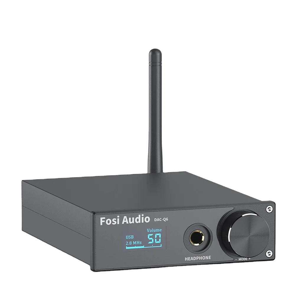 

Fosi Audio Q6 USB DAC DSD256 PCM 32Bit/384kHz XMOS XU208, Headphone Amplifier Blue 5.0 AptX HD CSR8675 ESS9018K2M Audio CB