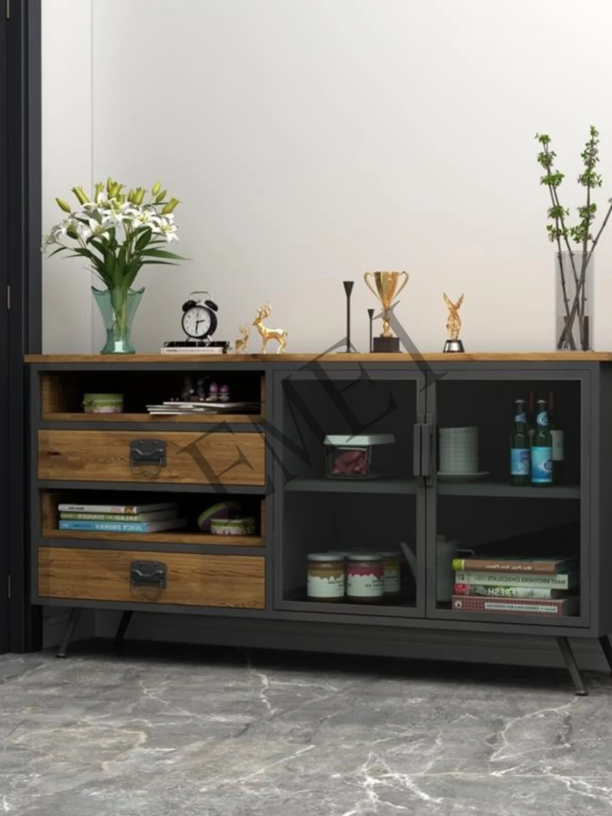 Household rural industrial wind ancient solid wood old storage cabinet