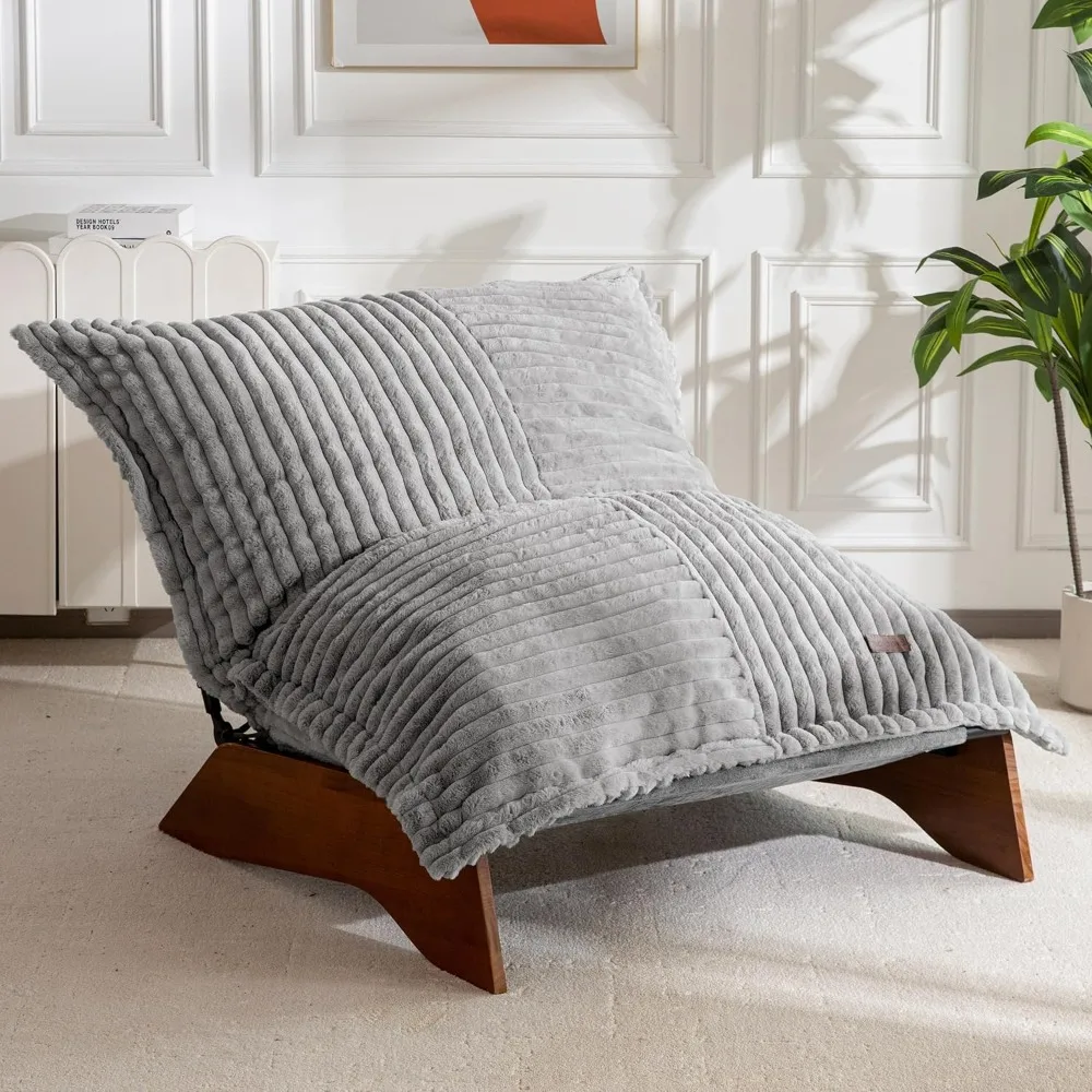 كرسي غرفة المعيشة القابل للتعديل من MAXYOYO، كرسي بين باج ذو 3 أوضاع مع غطاء قابل للإزالة، كرسي منجد بإطار، ناعم #1