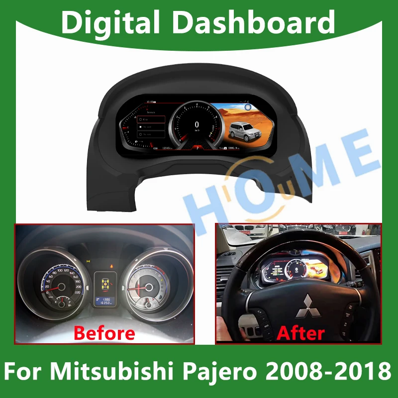 Digital Dashboard Panel Virtual Instrument Cluster CockPit LCD Speedometer For Mitsubishi Pajero  2008 - 2018