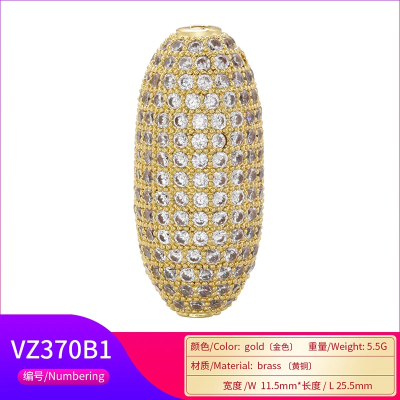 ZHUKOU Oval beads for jewelry making Cubic Zirconia jewelry making beads big beads to make bracelets Jewelry materials VZ370