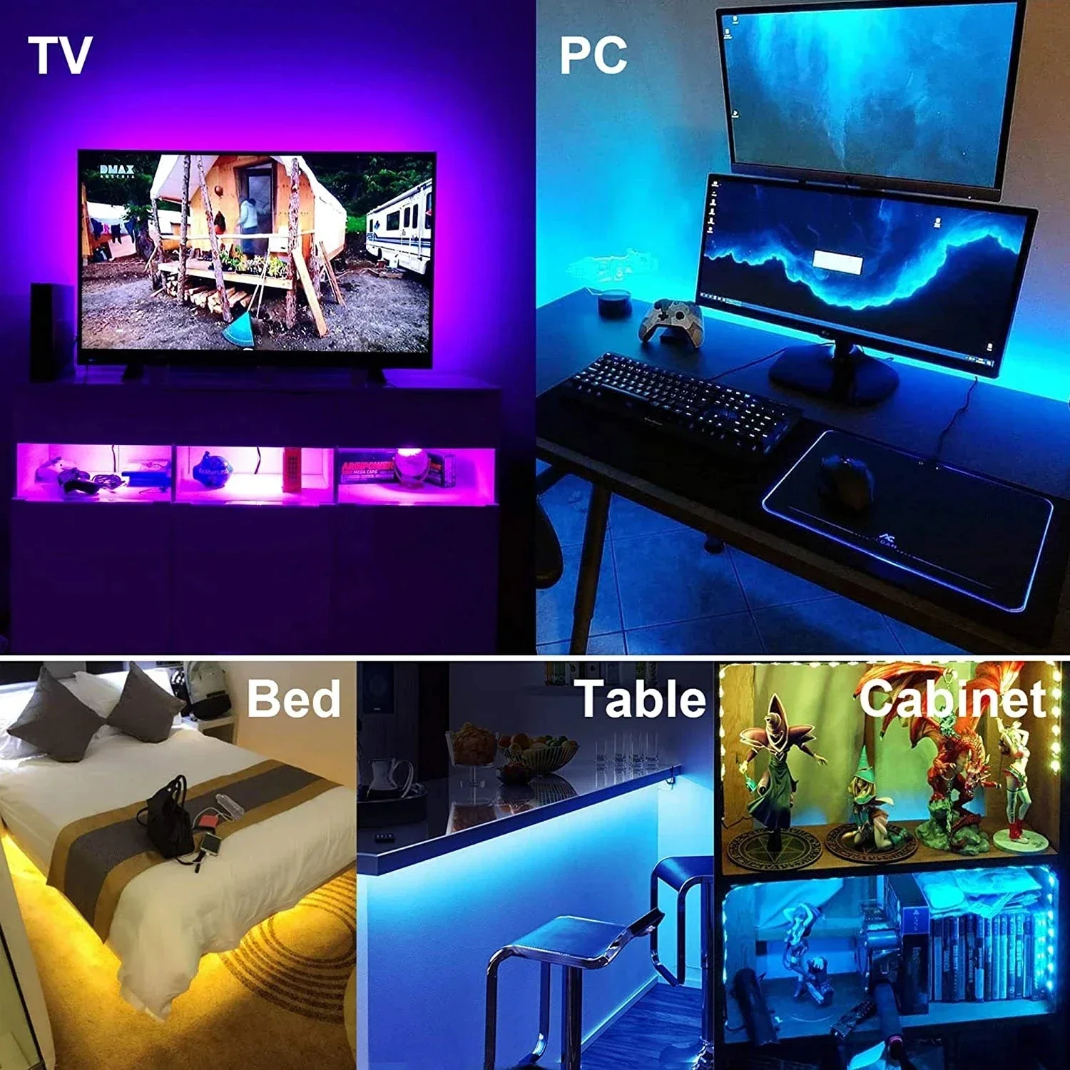 LED Lights Bluetooth 5050 SMD USB LED Strip Alexa APP Control WIFI RGB Adhesive Luces Led TV Backlight Lamps for Room Decoration