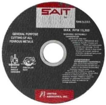 Abrasives- 23450 Type 1 Cutting Wheel, 14 x 1/8 x 1, A24R, 10-Pack