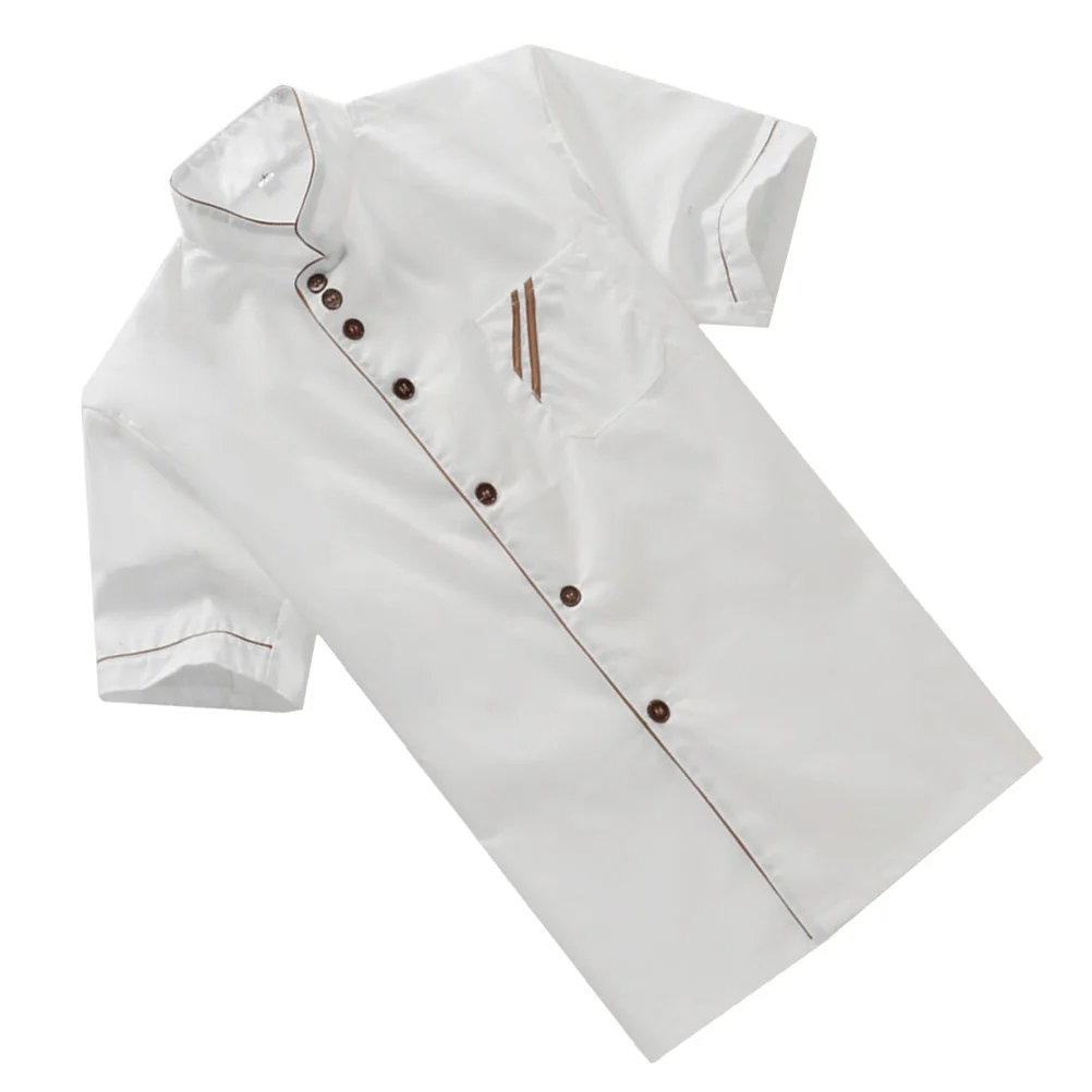 

Chef Coat Short Sleeve Jacket Casual Loose Clothing Men Uniform Oil Proof Easy Wash Breathable Wearproof Ideal for Restaurant