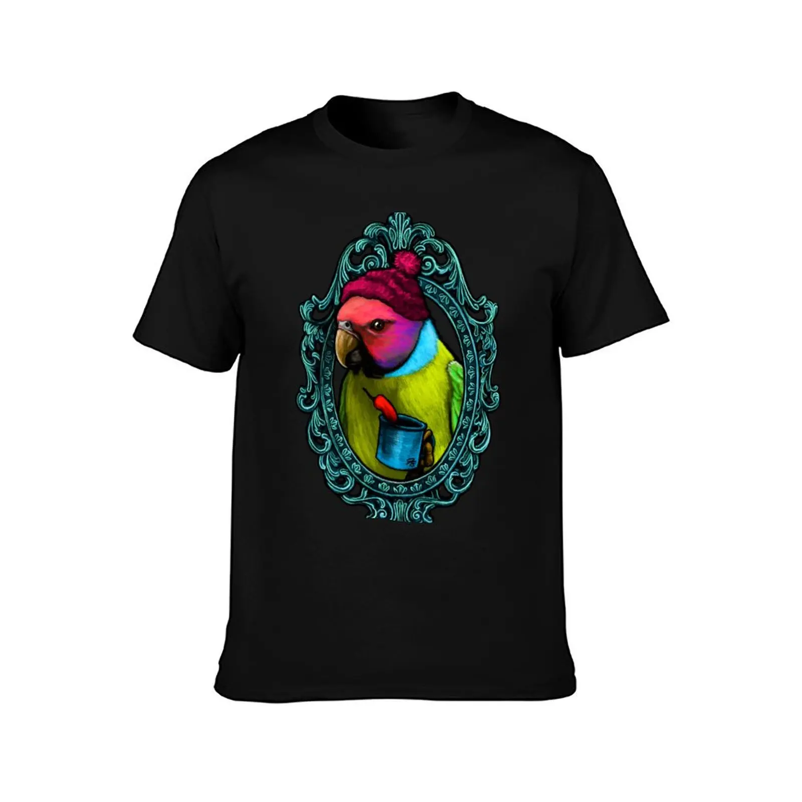 Bird Cameo: Plum Headed Parakeet (Thirsty Bird) T-Shirt t shirt man luxury T-Shirt