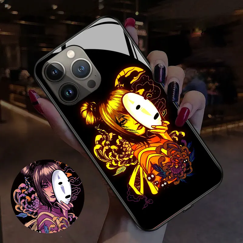 Individual Anime Dark Girls LED Light Luminous Mobile Phone Case Protective Cover For Iphone 14Plus 14 Pro Max Shells