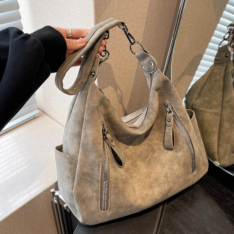 Retro Matte PU-Leder Damen Umhängetasche Große Kapazität Handtaschen Casual Arbeits- und Einkaufstaschen für Frauen Alltagstasche