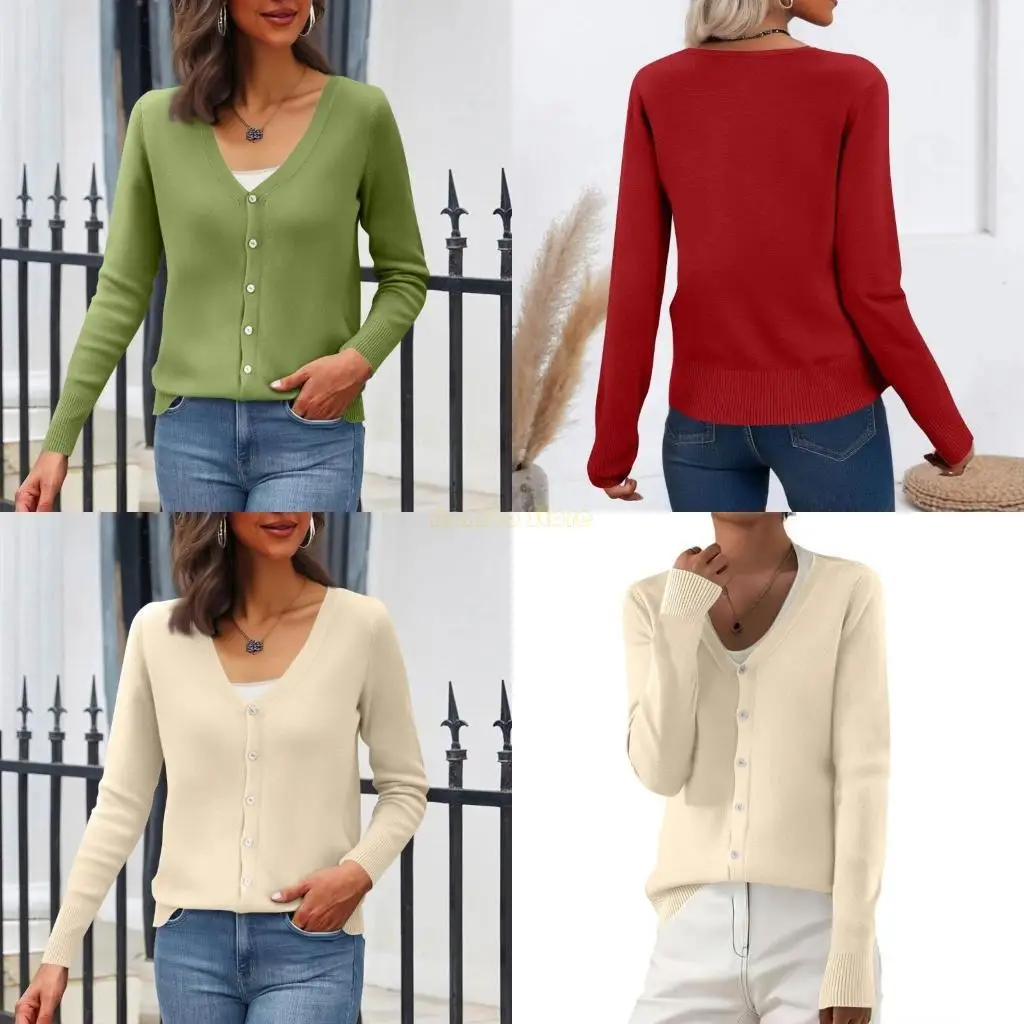 

31BF Женский легкий кардиган на пуговицах с длинными рукавами