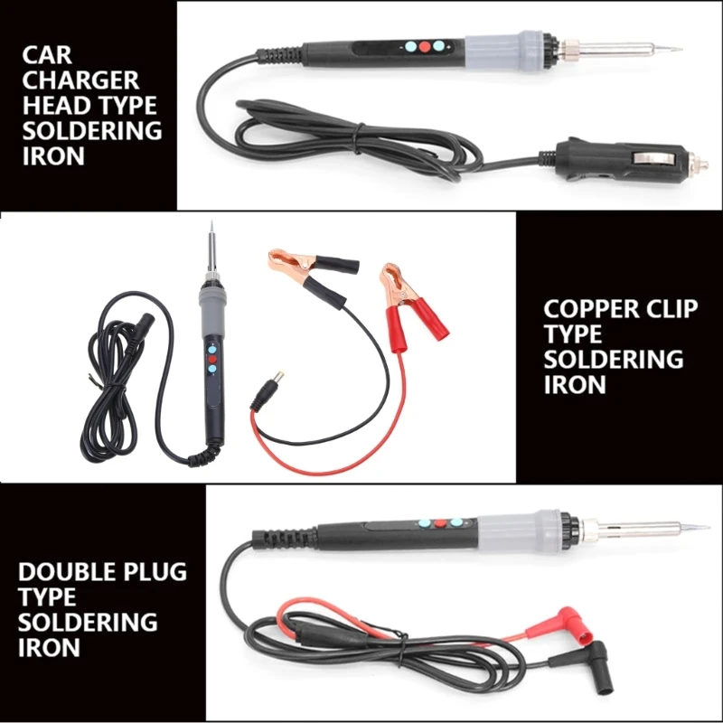 M6CF LCD digitale elektrische soldeerbout interne verwarming 12V messing soldeerklemmenset