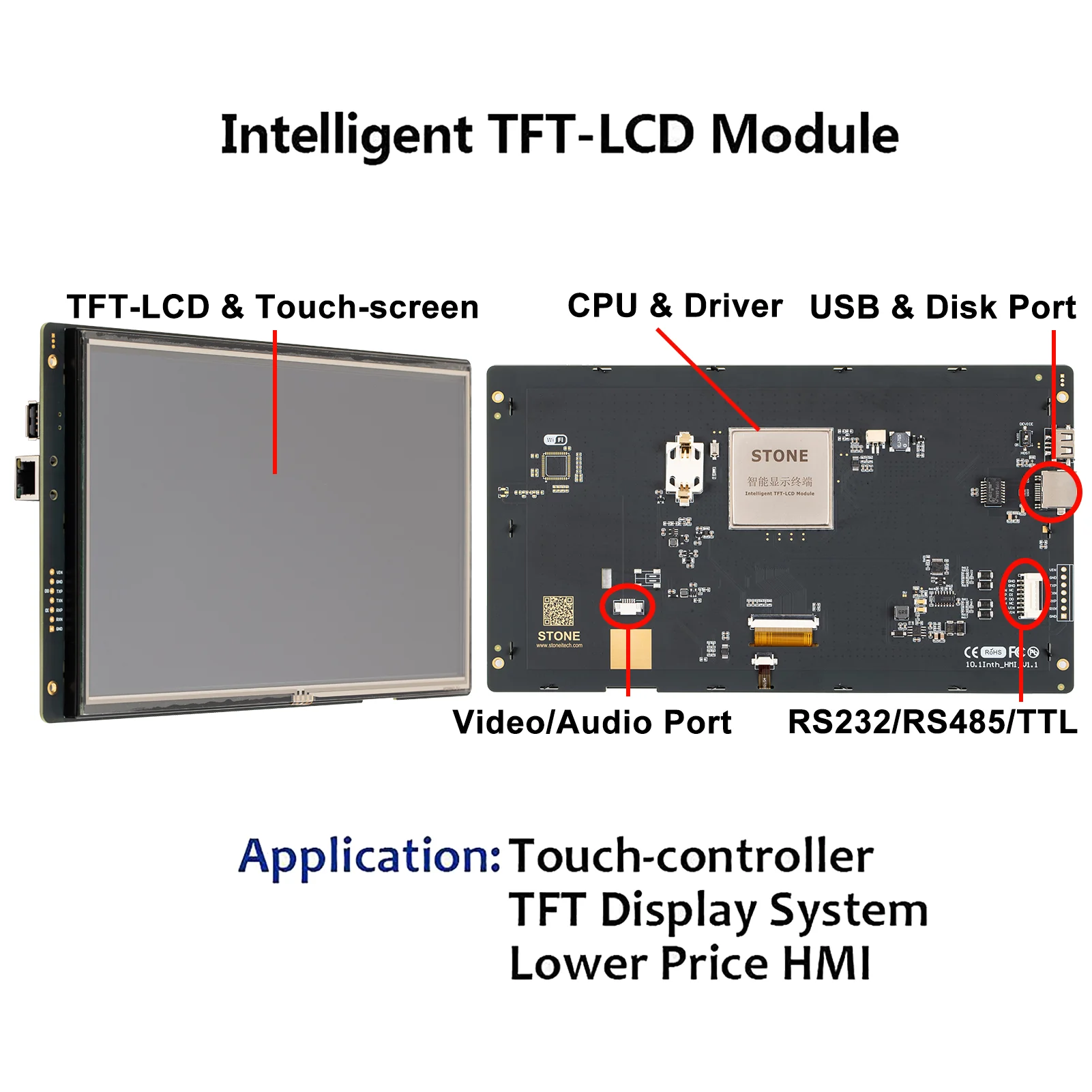 10.1 Inch Goede Qualitycontrol Panel TFT-LCD Module, Lcd Display Module