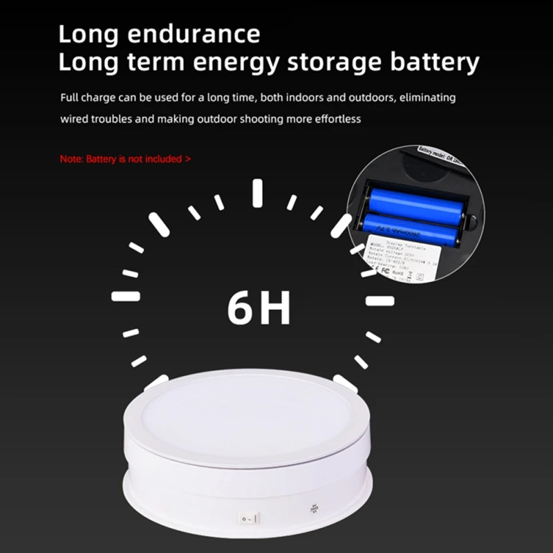 20Cm Motorized Rotating Display Stand Rotating Turntable 10Kg/22Lbs Load Capacity 360°Rotatable Display Turntable