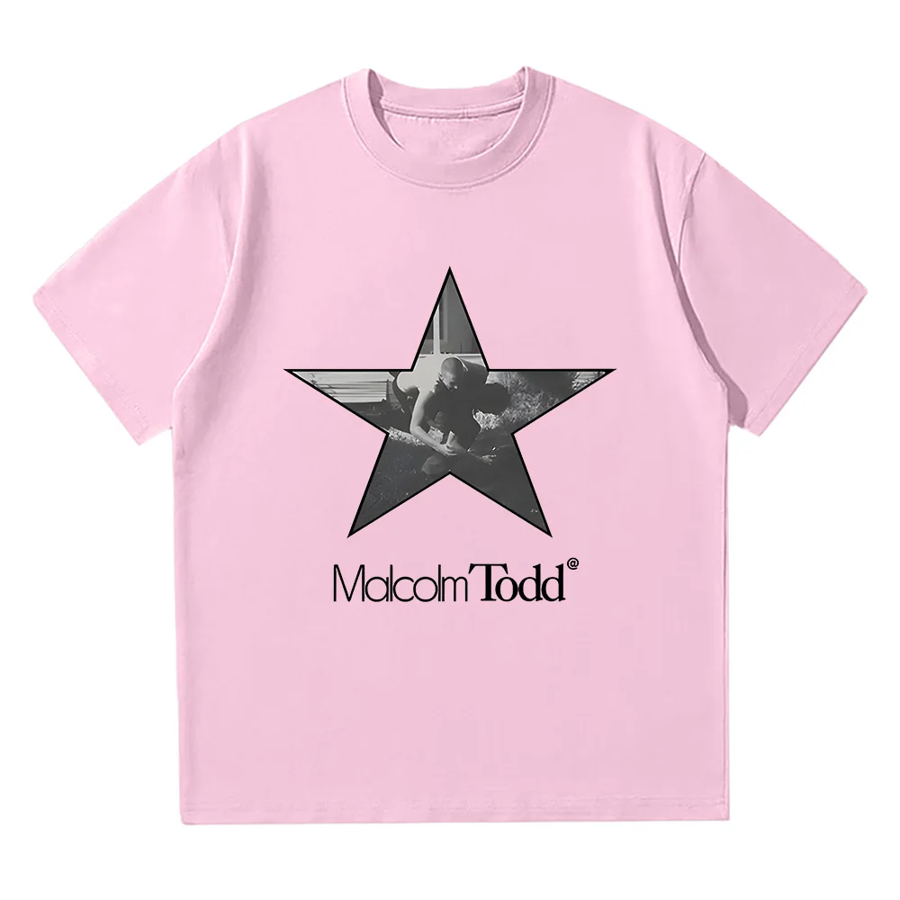 تي شيرت Malcolm Todd Star Logo جرافيك تي شيرت قطني غير رسمي ملابس الشارع الشهير للنساء والرجال بياقة دائرية وأكمام قصيرة Y2k قميص قابل للتنفس
