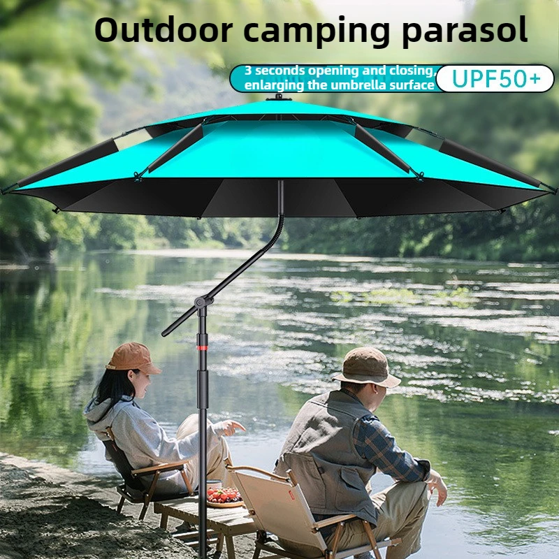 

2.0-2.6M Parasol Fishing Umbrella Dual 360 ° Adjustable Fishing Umbrella Double Layer Waterproof Anti UV Quality Large Parasol