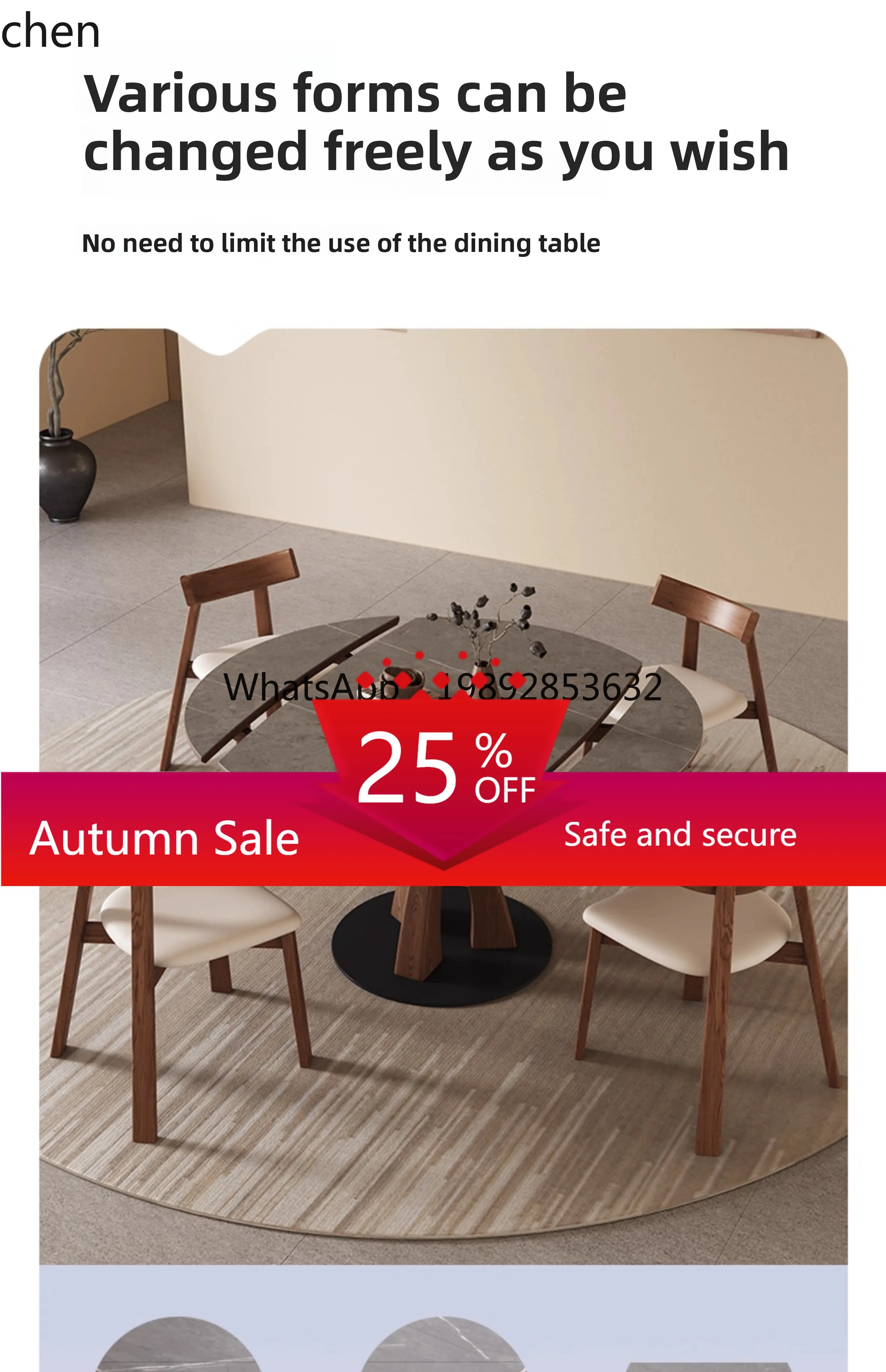 

telescopic rock slab round dining table light luxury folding variable round new model living room decoration