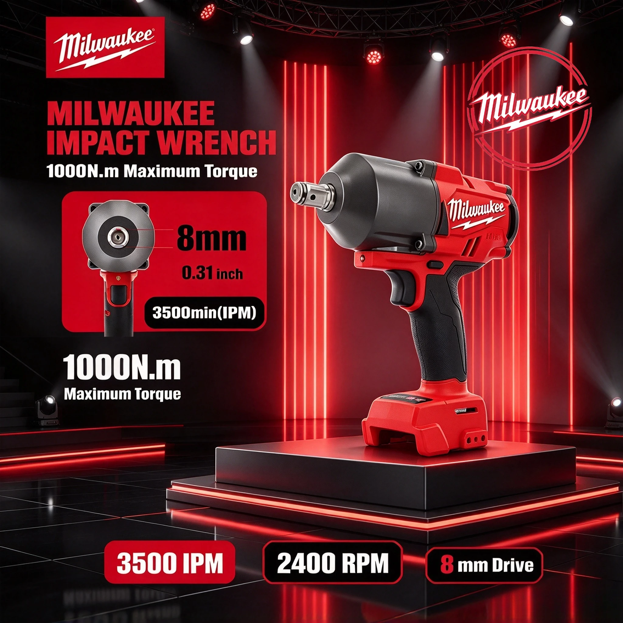 Cordless Impact Wrench 1/2 Inch 1000Nm - 1000NM Milwaukee 18V Bezszczotkowy Klucz Udarowy