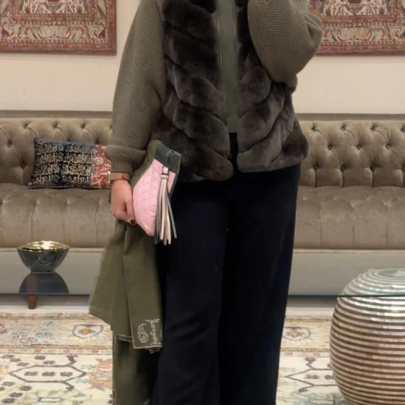Vintage-Mantel mit Kunstpelzkragen und Schnürung, abgeschnittener Mantel, Gürtel-Taillenjacke, weiblich, 2025, warme Herbst-Winter-Outer, High-Street-Outfit – Detail 26