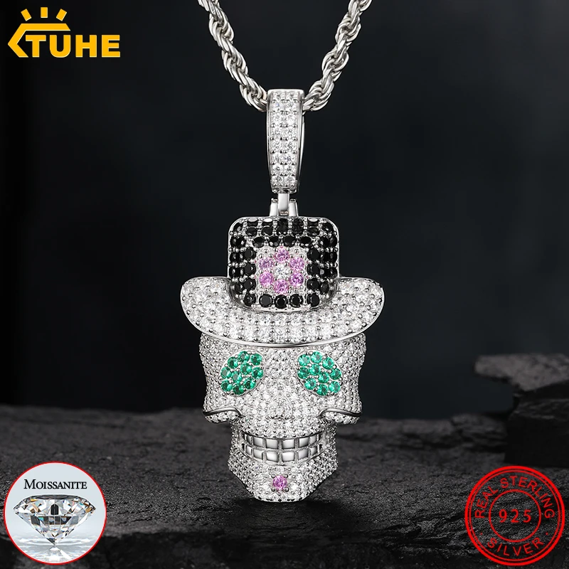 High Quality Skull Pendant Silver 925 Moissanite Iced Out Pendant For Men Hip Hop Jewelry Gifts