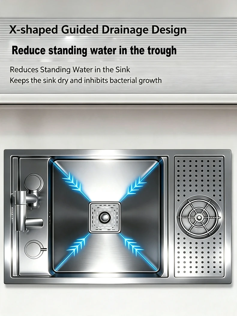Cup Washer Hidden Bar Sinks With Lid MultifunctionalStainless Steel Kitchen Sink Single Slot Undermount Bowl
