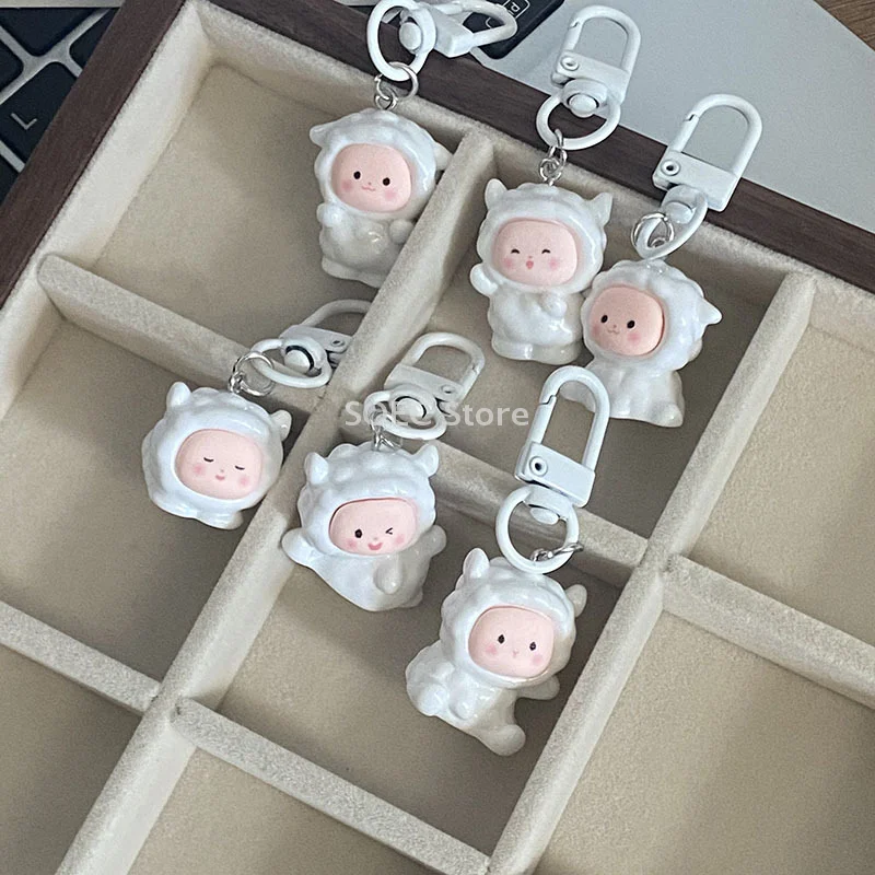 Cartoon Sheep Key Chain Cute Lamb Bag Pendant Keychain Kawaii Animal Key Fob Car Key Holder Accessories