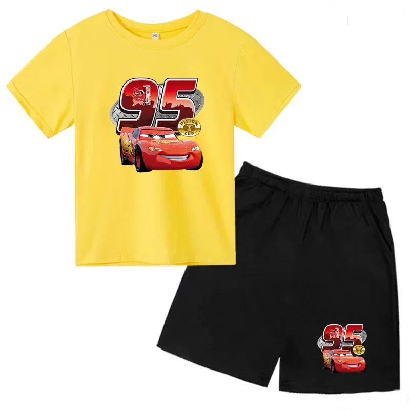 

Kids Summer Lightning McQueen Car Print T-shirt Boys Girls Toddler Clothes 3-12Y Short Sleeve + Short Pants 2P Sport Casual Set