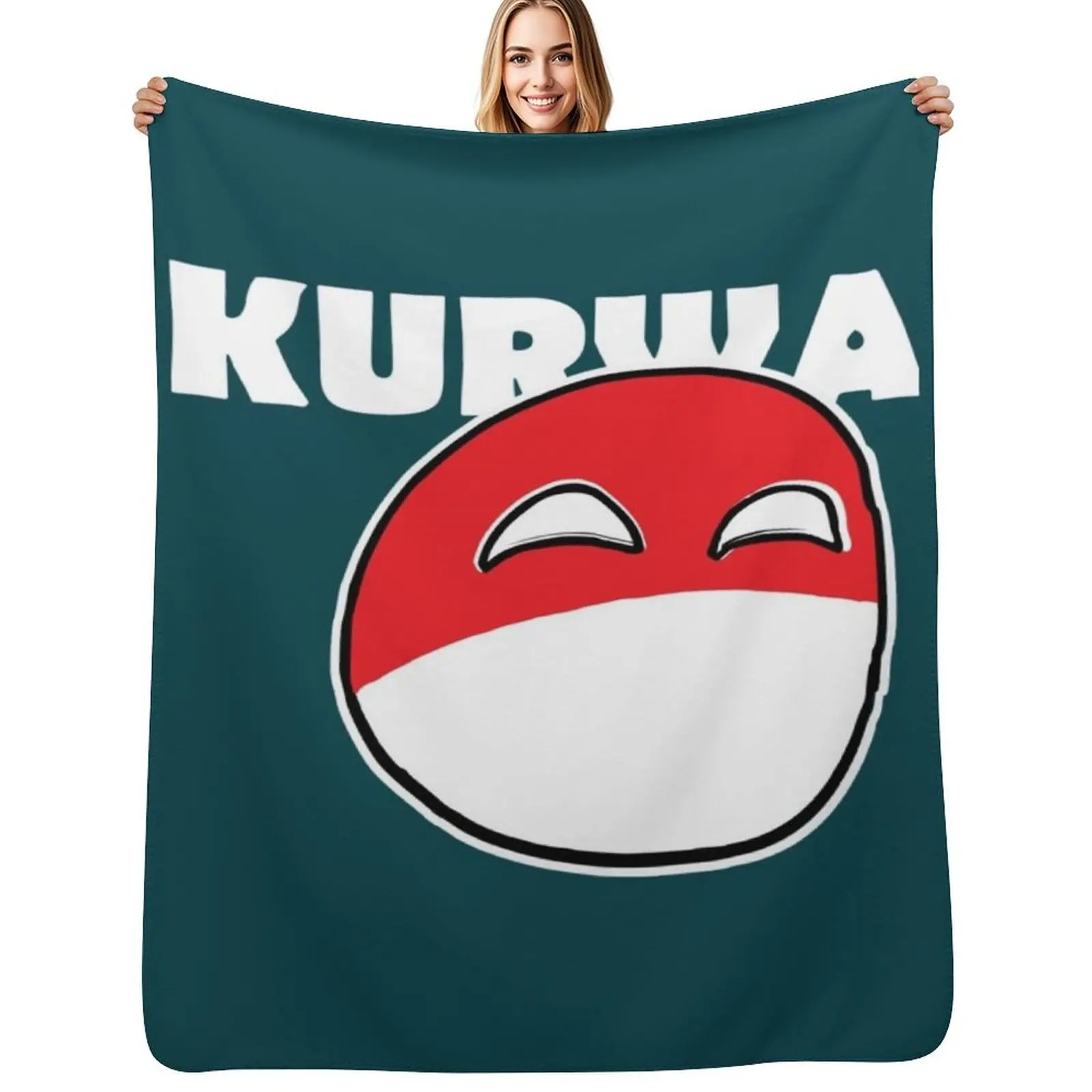 

Happy Polandball Meme Kurwa Throw Blanket Warm Accent Blanket for Living Room Decoration