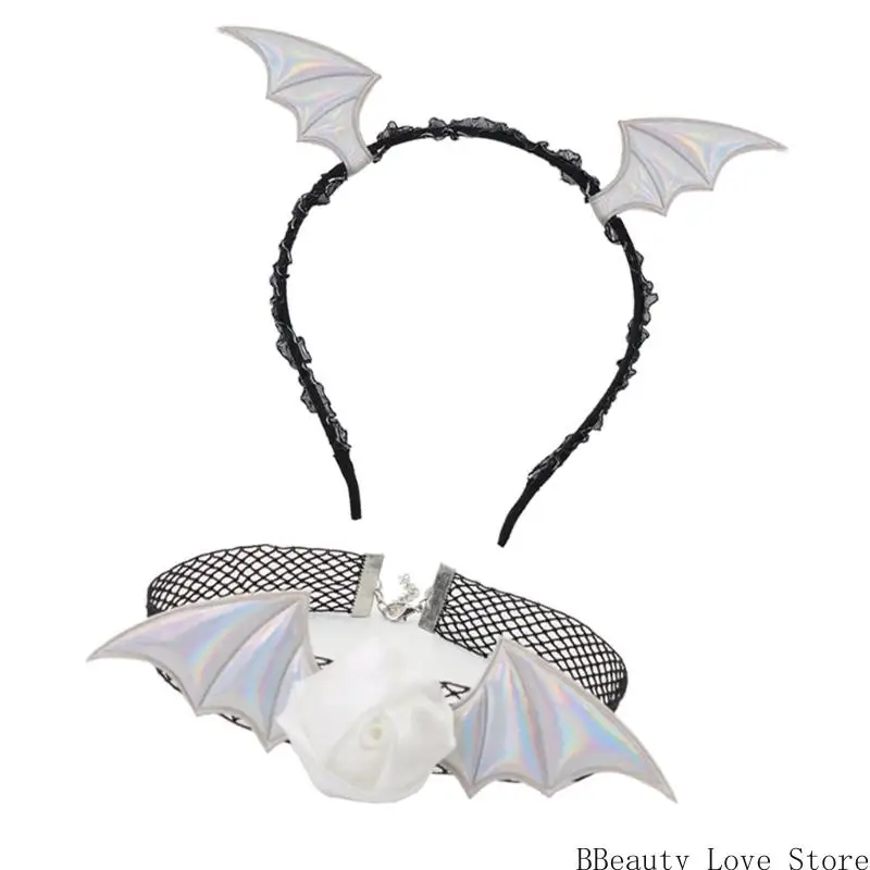 أزياء هالوين الشيطان مجموعة الشياطين ملحقات الأزياء الشيطان الخفافيش قلادة الرأس