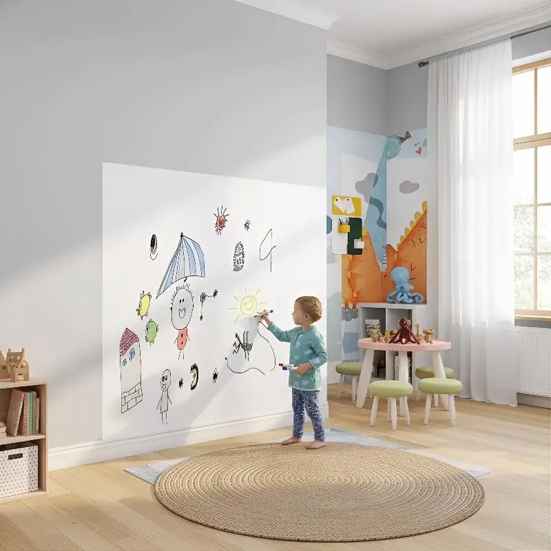 Whiteboard Wall Sticker 45x60CM Electrostatic Reusable Static Cling No Glue Required for Kids Drawing Study Room