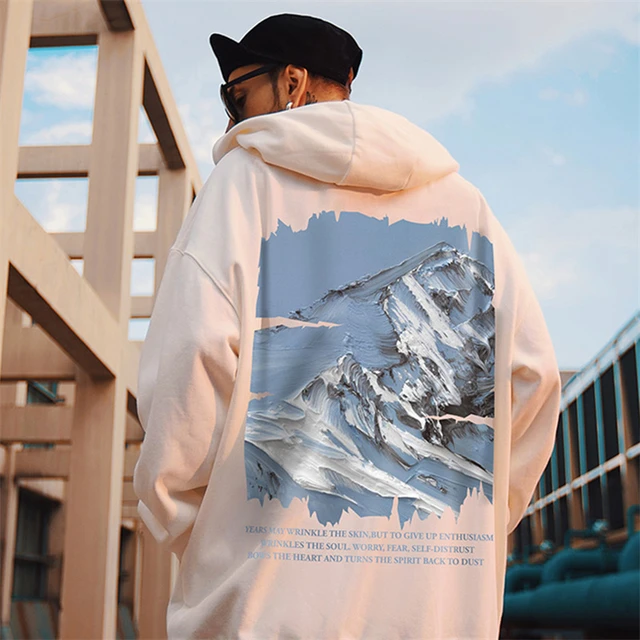 Mountain print hoodie sale