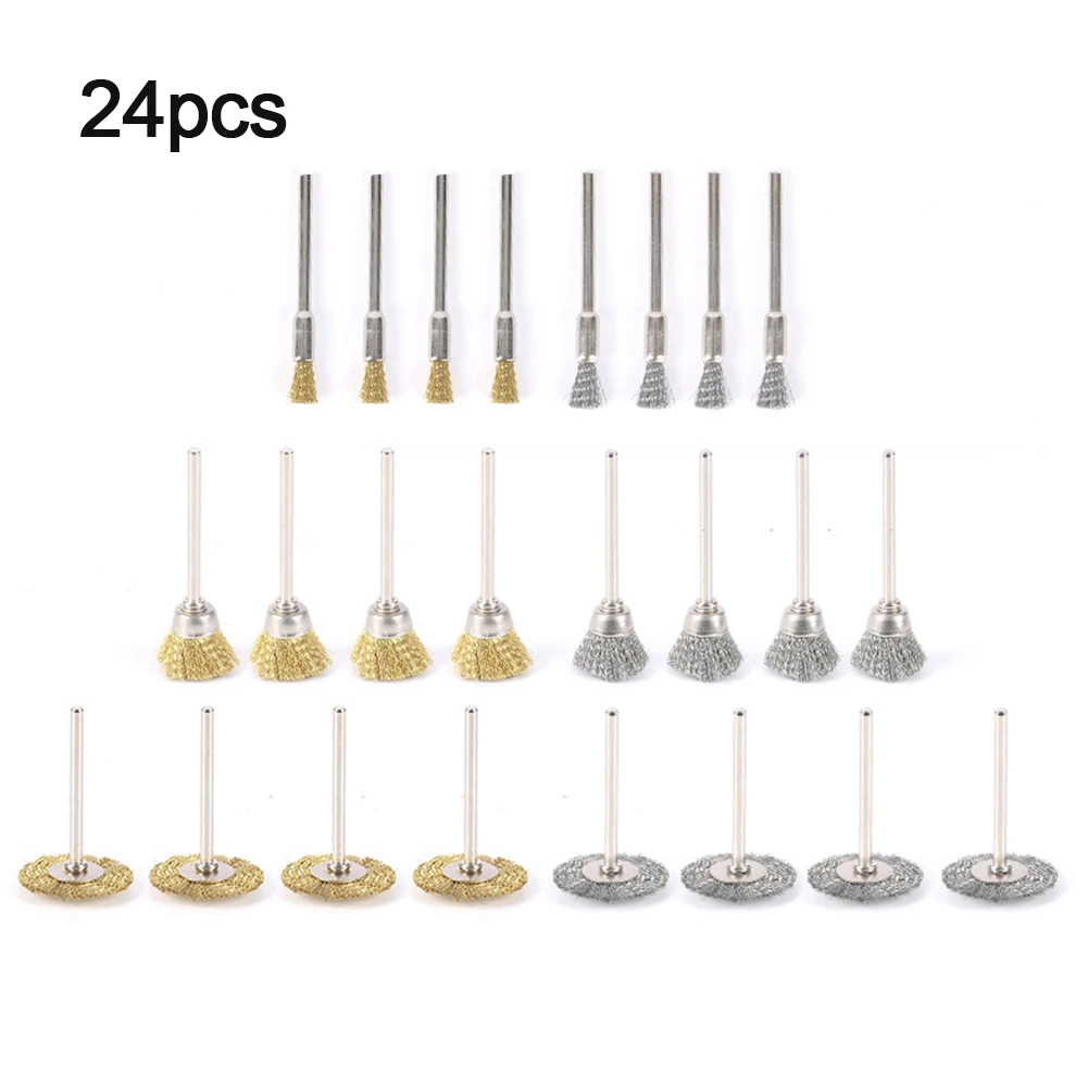 

1set Wire Brush Mini Type-T/U Brush Copper Wire Brush Stainless Steel Wire Wheel Set Workshop Equipment Hand Tools Parts