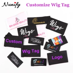 Étiquettes de cheveux avec logo attro personnalisé pour perruques, étiquette de gril en tricot, marque personnalisée, vente en gros, intérieur, 100-300 pièces