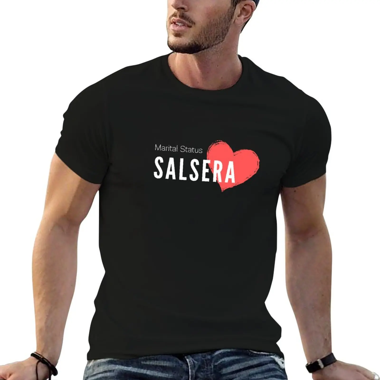 Camiseta Marital Status Salsera, Camiseta de algodón negra lisa para hombre, paquete de camisetas para hombre, camiseta vintage gráfica