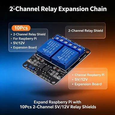 10Pcs Raspberry Pi 2-Ch Relay Module, 5V/12V HAT Shield Board