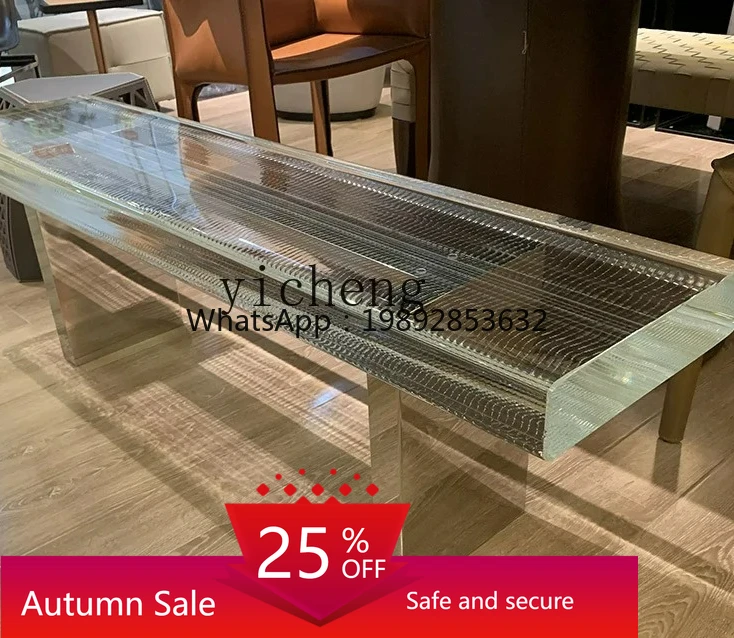 

Modern Light Luxury Acrylic Bench Furniture Dining Chair Transparent Resin Crystal Strip Stool
