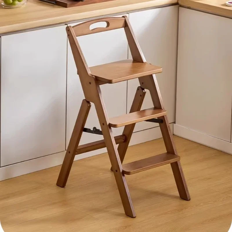 مقعد مرتفع للمطبخ متعدد الوظائف، مقعد سلم ثلاثي الخطوات، مقعد سلم قابل للطي، مقعد صغير سميك، كرسي بار #6