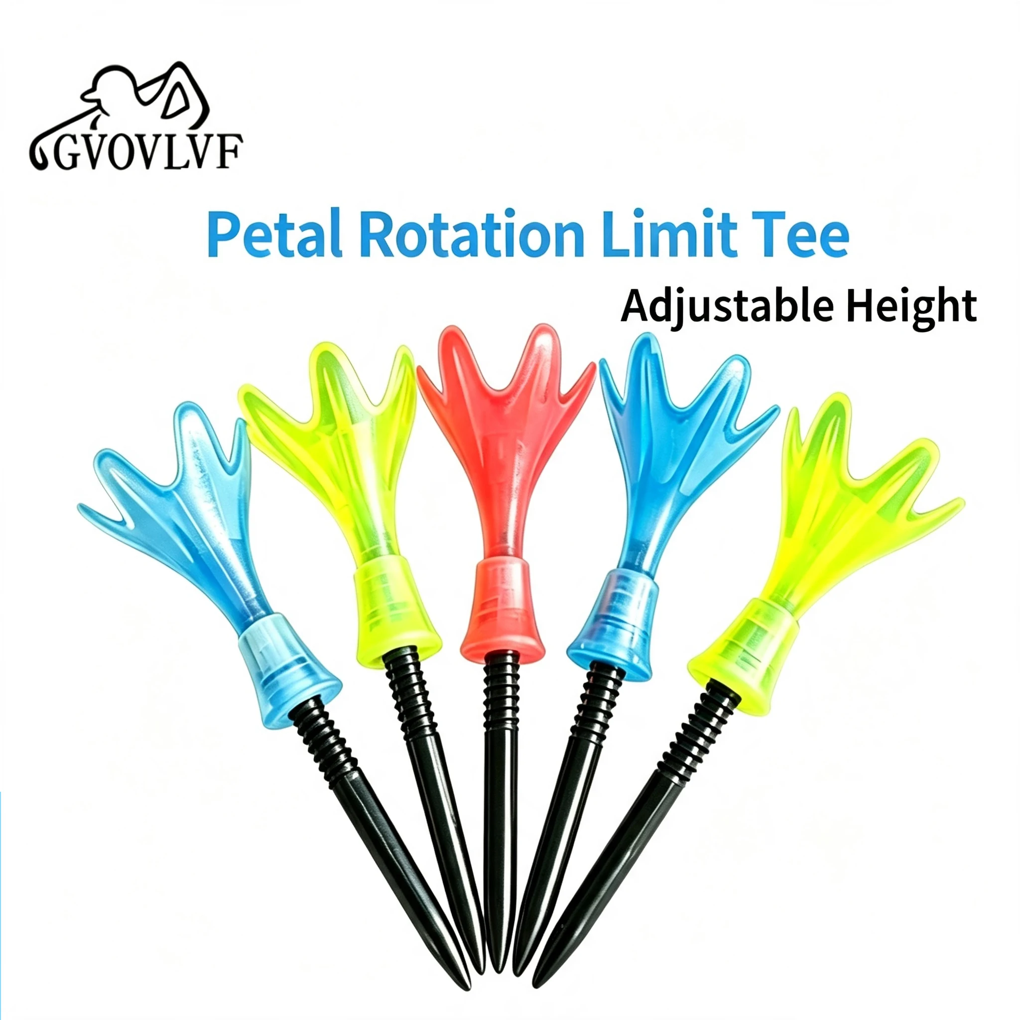 Golf Rotating Limited Seat Ball TEE Adjustable Height Durable Multi Purpose Nail Random Tri Color Total 5