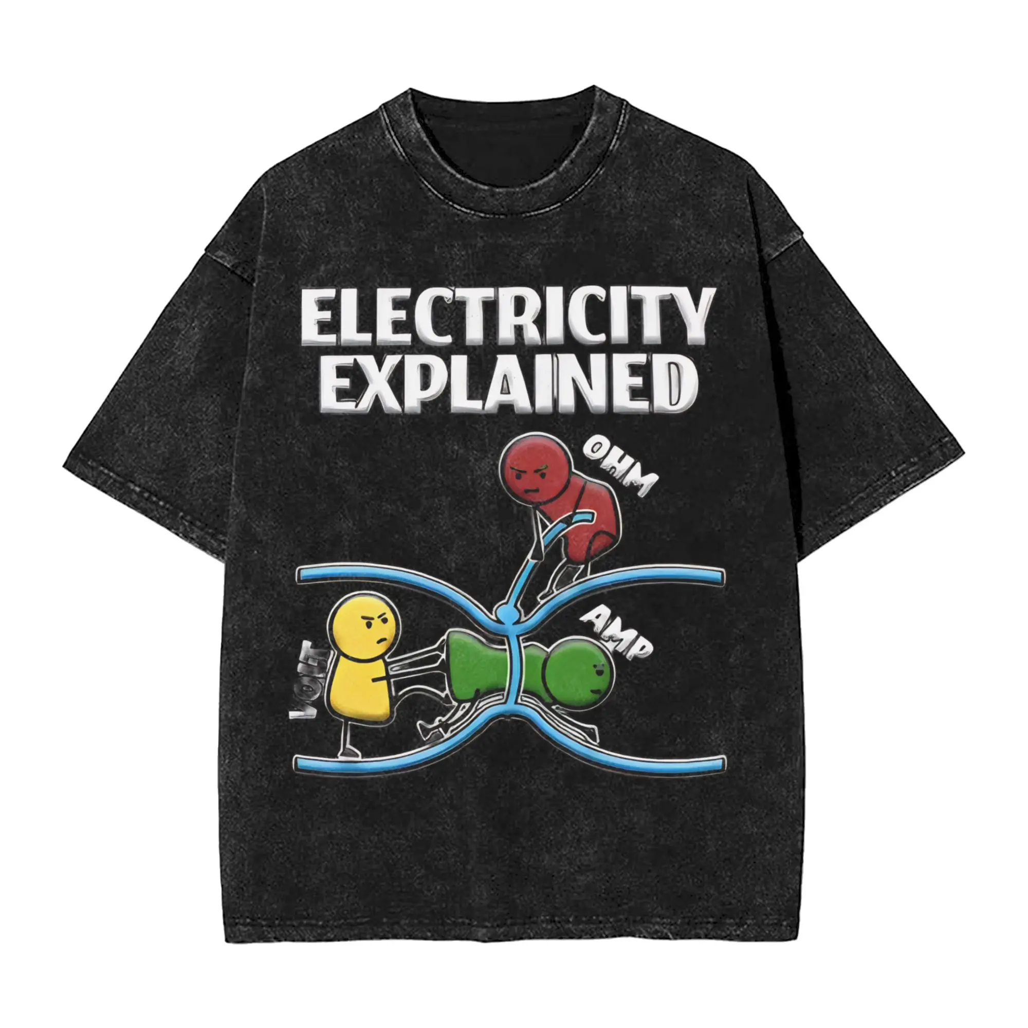 Electrical Engineer Ohms Law  Vintage Washed T-Shirt For Men Women Cotton Clothes Vintage  Round Neck Short Sleeve
