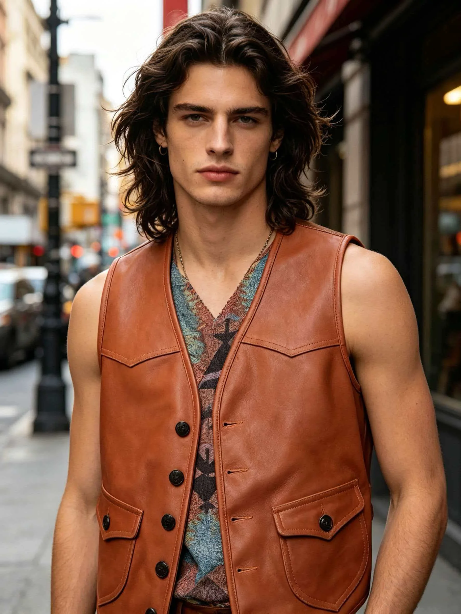 

Brown Spring Leather Vest Men Retro Style Plus Size 5XL Genuine Natural Cowhide Single Breasted Short Spliced Vest