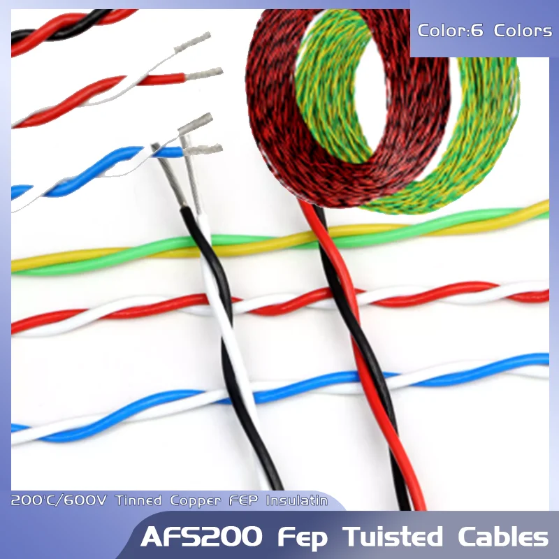 

26-13AWG Tinned Copper Twisted Pair for Critical DIY Electronics & Industrial Use Accessories AFS200 FEP High-Temp Wire 1-10m