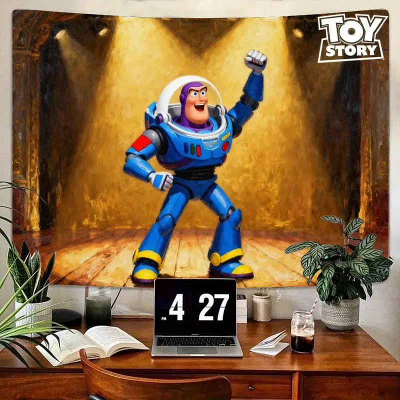 

1 шт., гобелен «История игрушек» Базз Лайтер, герой действий, современное настенное искусство из полиэстера, декор для спальни, гостиной, общежития, подарок.