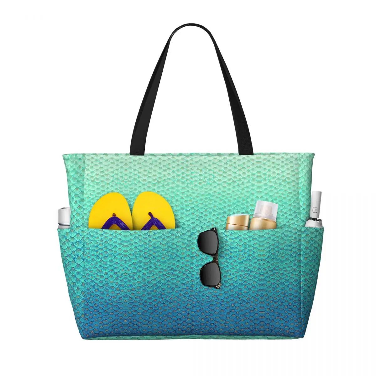 Mermaid Fish Scale Beach Tote Bag Sport Gym Yoga Duffle Large Tote Bag Women Travel Bag Fitness bag