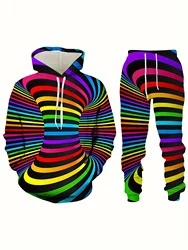 Paint Splatter Print, Men's 2Pcs Outfits, Casual Hoodies Long Sleeve Sweatshirt And Sweatpants Joggers Set For Winter Fall