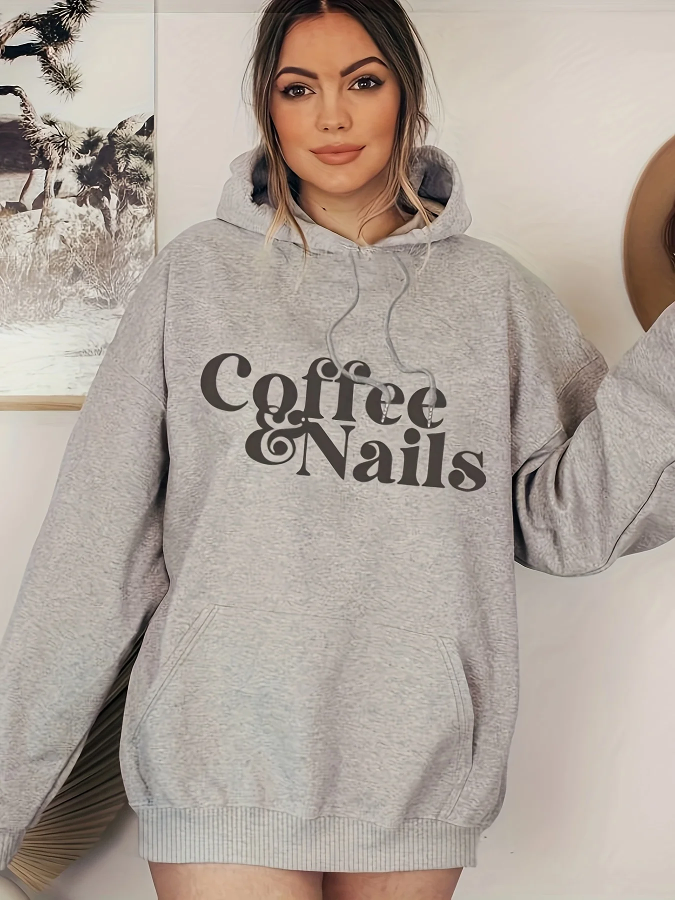 

Letter Graphic Printing Autumn and Winter Pure Cotton Men's and Women's Hoodies Casual Outdoor Street Sports Loose Training