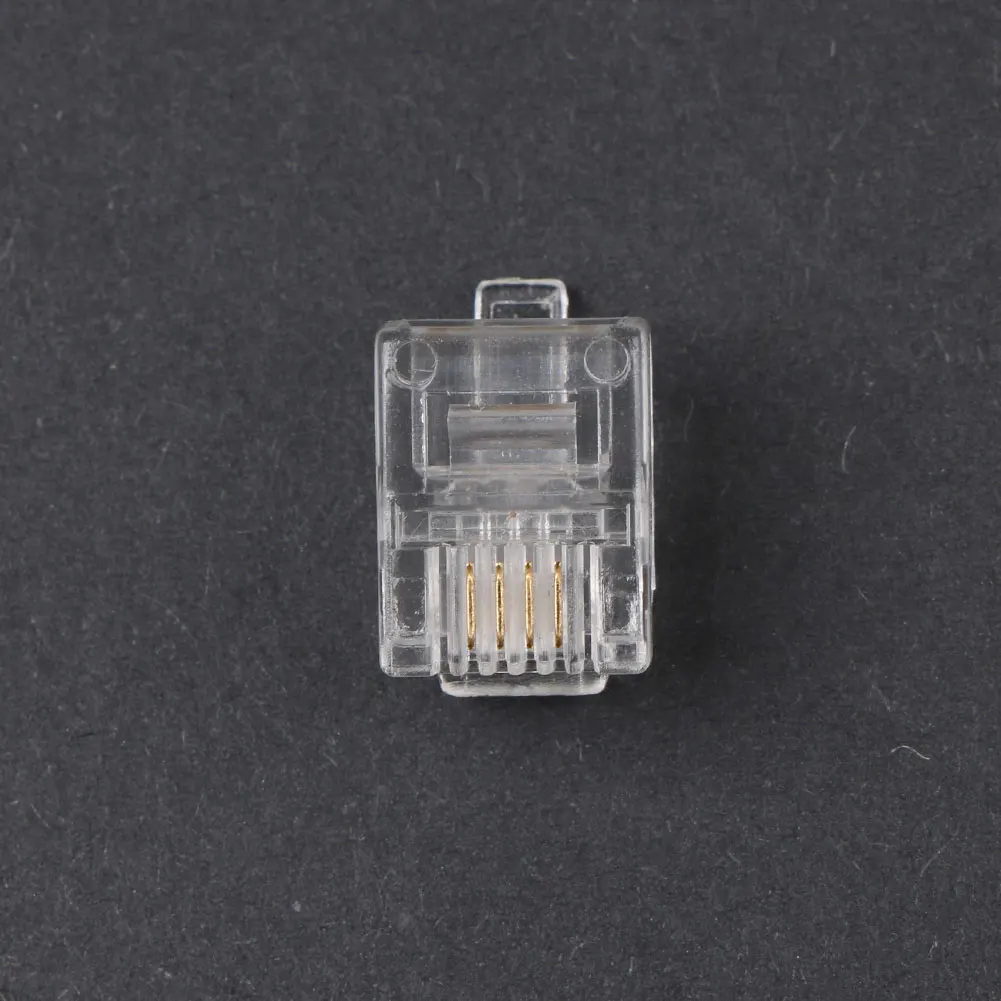 50Pcs  4 Pin RJ11 RJ-11 6P4C Modular Plug Telephone Phone Connector Compatible with Both Solid and Stranded Wire