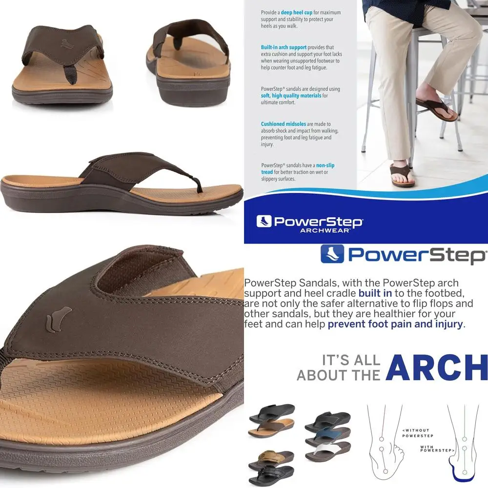 

Men's Arch Support Flip Flops with Cushioned Shock Absorption and Lightweight Anti-Slip Outsole
