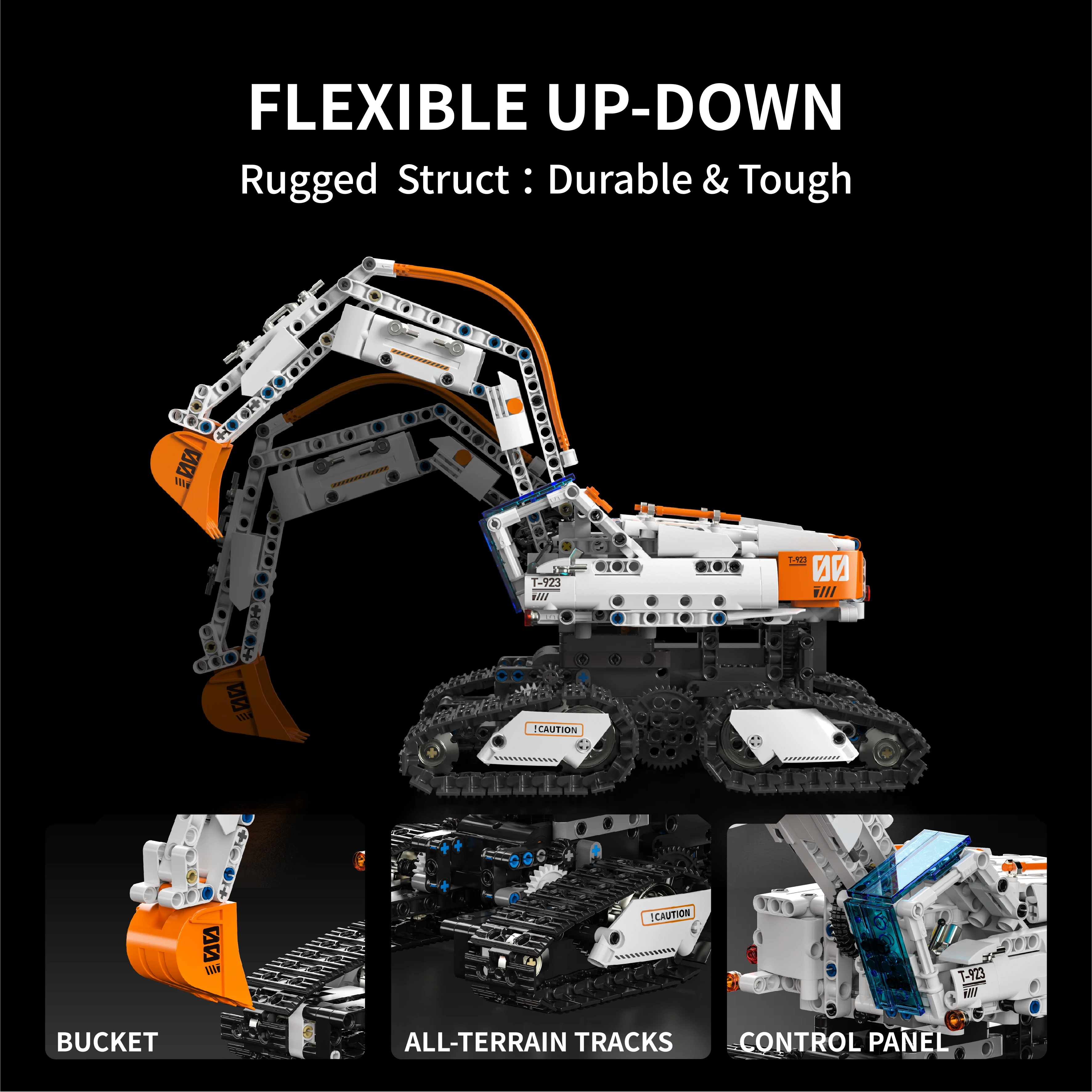 H1011 RC modelo de carro tanque escavadeira de engenharia de transformação de forma dupla - menino e menina blocos de construção brinquedo presente