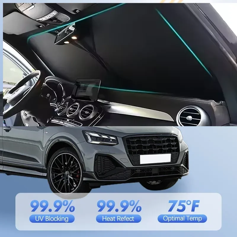 

For Audi Q2 2018-2024 A1 A3 S3 Car Windshield Sun Shade Sunshade Sun Visor Protector Blocks UV Rays Summer Car Accessories