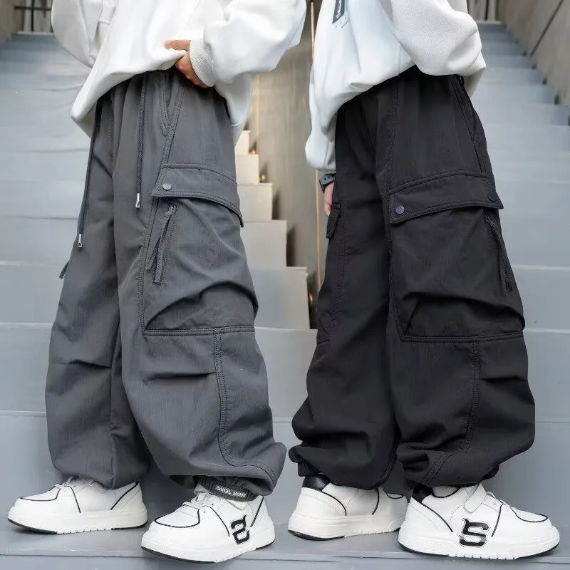 2026 Kinder Jungen Schicke Overalls UNITIM Herbst 4-14 Jahre Teenager Jungen Gerade Hose Locker Junge Elastischer Bund Hosenträger – Detail 2