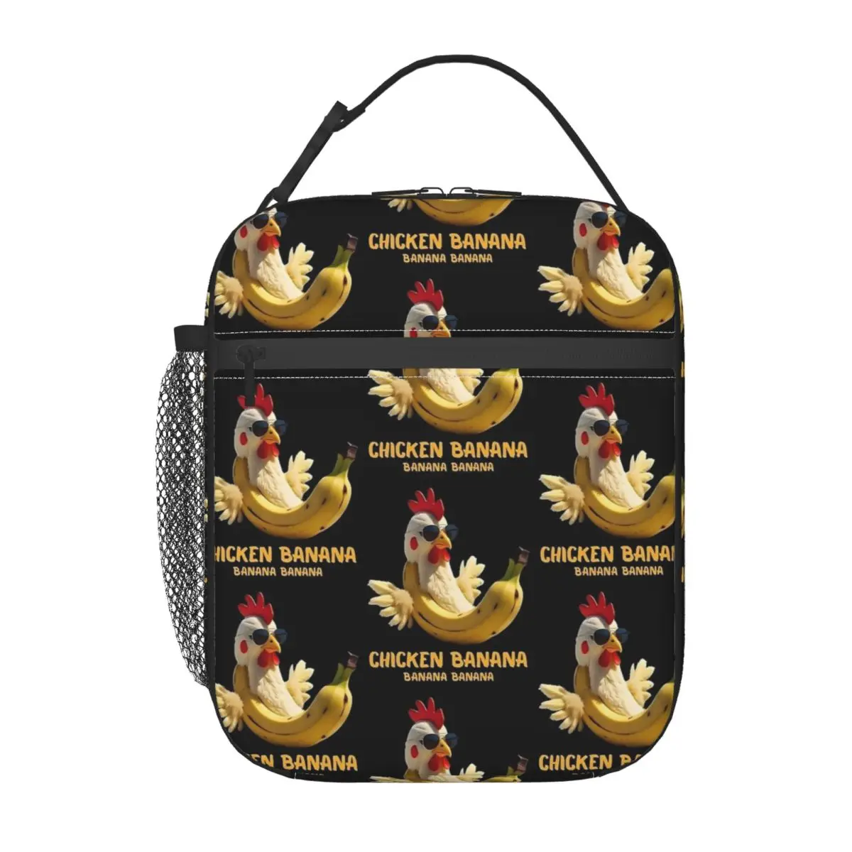 Funny Chicken Banana Gift For Brainrot Meme Lovers Lunch Bag Casual Lunch Box School Tote Food Bags For Child Custom Cooler Bag